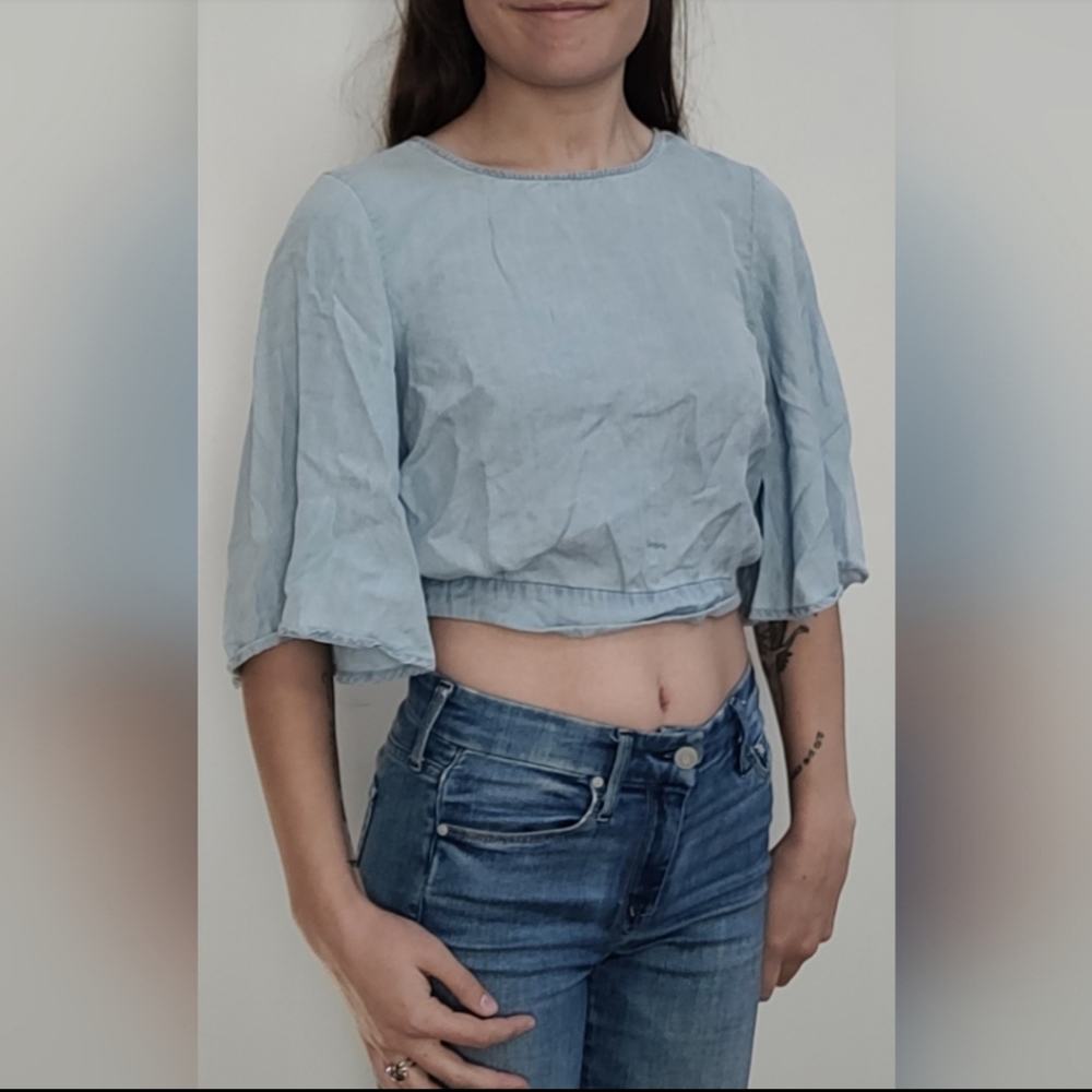 *SOLD AT MARKET* Jack by BB Dakota Light Blue Peasant Style Shirt Size XS